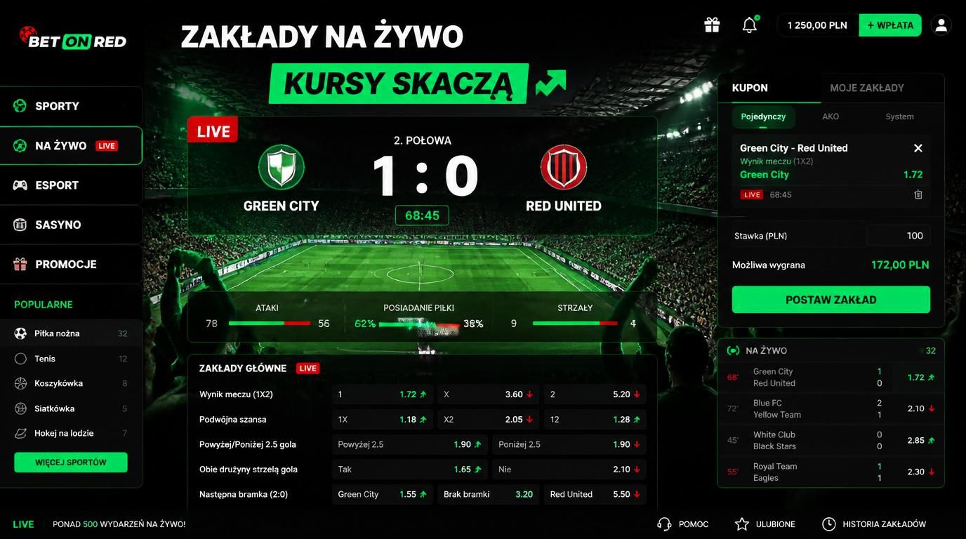 Interfejs zakładów na żywo z dynamicznymi kursami